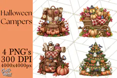 Halloween Camper Clipart PNG Vintage Camping Designs Product Image 1