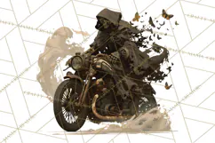Heavy Metal Skeleton Biker Clipart, Halloween Motorcycles Product Image 4