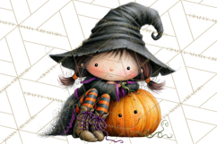 Sweet Little Witches PNG, Cute Halloween Witch Clip Art Product Image 4