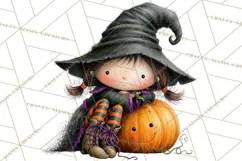 Sweet Little Witches PNG, Cute Halloween Witch Clip Art Product Image 4