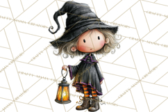 Sweet Little Witches PNG, Cute Halloween Witch Clip Art Product Image 5