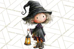 Sweet Little Witches PNG, Cute Halloween Witch Clip Art Product Image 5