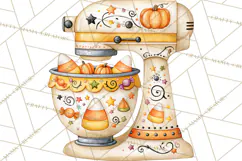 Bright Halloween Kitchen Clipart PNG, Spooky Aprons Mixers Product Image 5