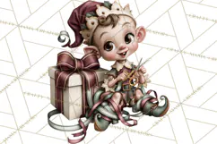 Vintage Christmas Clipart PNG, Christmas Retro Characters Product Image 4
