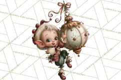 Vintage Christmas Clipart PNG, Christmas Retro Characters Product Image 5