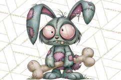 Cute Zombie Bunnies PNG Clipart, Halloween Animals Product Image 2