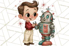 Atomic Age Space Clipart PNG, Retro 1950's Astronaut Decor Product Image 2