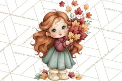 Autumn Village Clipart PNG, Cozy Fall Cottage Town Product Image 2