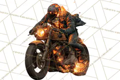Heavy Metal Skeleton Biker Clipart, Halloween Motorcycles Product Image 2