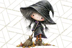Sweet Little Witches PNG, Cute Halloween Witch Clip Art Product Image 2