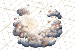 Moon Scenes Clipart, Crescent Moon Art, Starry Sky PNG Product Image 2