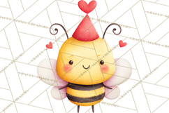 Bee Valentine Clipart PNG, Cute Kawaii Bee With Hearts Product Image 2