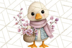 Easter Duckling Clipart, Cute Ducklings in Fancy Outfits Png Product Image 3