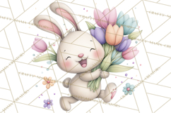 Floral Easter Bunnies Clipart, Cute and Elegant Bunny Easter Product Image 5