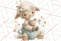 Springtime Baby Animal Clipart PNG, Cute Tea Party Bunnies Product Image 5