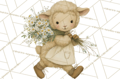 Vintage Spring Lamb Clipart, Whimsical Lamb Gardening Product Image 5