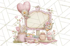 Valentine Picnic Party Clipart, Pink Heart Picnic PNG Product Image 5
