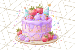 Cartoon Birthday Cake Clipart, Cute Realistic Cake PNG Product Image 2