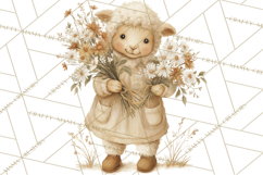 Vintage Spring Lamb Clipart, Whimsical Lamb Gardening Product Image 2