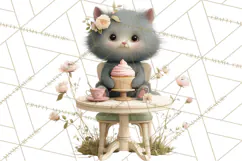 Springtime Baby Animal Clipart PNG, Cute Tea Party Bunnies Product Image 2