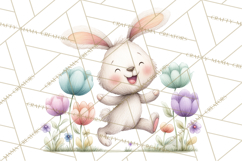 Floral Easter Bunnies Clipart, Cute and Elegant Bunny Easter Product Image 2