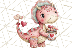 Valentine Dinosaur Clipart Cute T-Rex Sublimation PNG Love Product Image 3