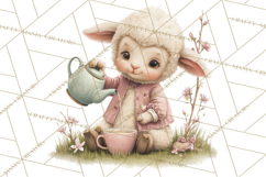 Springtime Baby Animal Clipart PNG, Cute Tea Party Bunnies Product Image 3