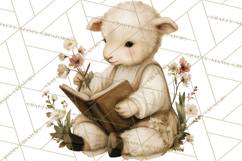 Vintage Spring Lamb Clipart, Whimsical Lamb Gardening Product Image 4