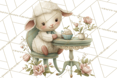 Springtime Baby Animal Clipart PNG, Cute Tea Party Bunnies Product Image 5