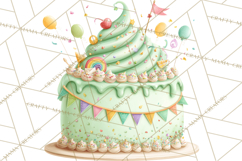 Cartoon Birthday Cake Clipart, Cute Realistic Cake PNG Product Image 2