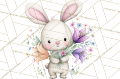 Floral Easter Bunnies Clipart, Cute and Elegant Bunny Easter Product Image 2