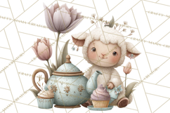 Springtime Baby Animal Clipart PNG, Cute Tea Party Bunnies Product Image 2
