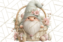 Easter Gnomes Clipart, Cute Bunny Hats, Pastel Eggs Png Product Image 2