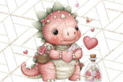 Valentine Dinosaur Clipart Cute T-Rex Sublimation PNG Love Product Image 2
