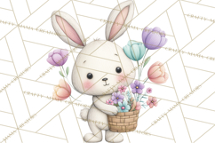 Floral Easter Bunnies Clipart, Cute and Elegant Bunny Easter Product Image 3