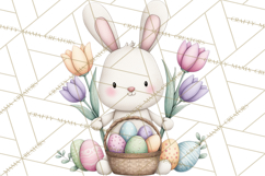 Floral Easter Bunnies Clipart, Cute and Elegant Bunny Easter Product Image 4