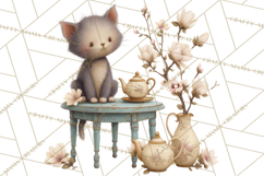 Springtime Baby Animal Clipart PNG, Cute Tea Party Bunnies Product Image 4