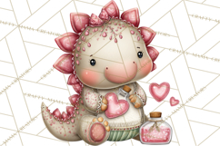Valentine Dinosaur Clipart Cute T-Rex Sublimation PNG Love Product Image 4
