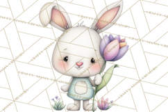 Floral Easter Bunnies Clipart, Cute and Elegant Bunny Easter Product Image 5
