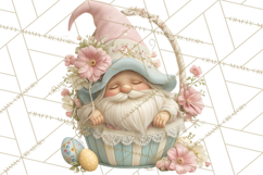 Easter Gnomes Clipart, Cute Bunny Hats, Pastel Eggs Png Product Image 5