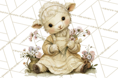 Vintage Spring Lamb Clipart, Whimsical Lamb Gardening Product Image 5