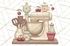 Farmhouse Cherry Kitchen Clipart, Rustic Cherry Kitchen Png Product Image 2