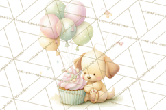 Pastel Birthday Clipart, Cute Party Animals PNG Product Image 4