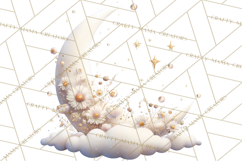 Moon Scenes Clipart, Crescent Moon Art, Starry Sky PNG Product Image 4