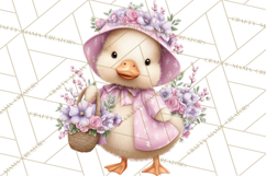 Easter Duckling Clipart, Cute Ducklings in Fancy Outfits Png Product Image 4