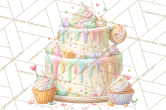 Cartoon Birthday Cake Clipart, Cute Realistic Cake PNG Product Image 3