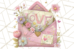 Pink Romantic Letter Clipart, Love Notes Clip Art PNG Product Image 3