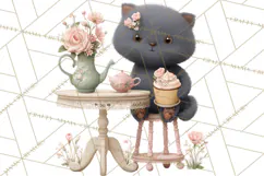 Springtime Baby Animal Clipart PNG, Cute Tea Party Bunnies Product Image 3