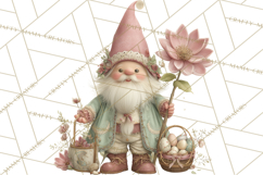 Easter Gnomes Clipart, Cute Bunny Hats, Pastel Eggs Png Product Image 3