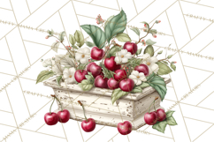 Farmhouse Cherry Kitchen Clipart, Rustic Cherry Kitchen Png Product Image 5